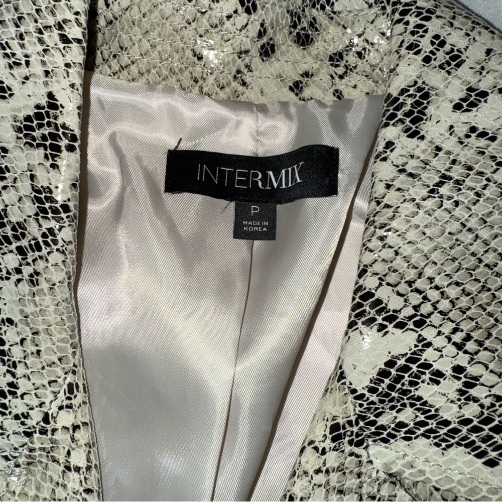 INTERMIX Moto Leather Python Print Crop Jacket - … - image 3